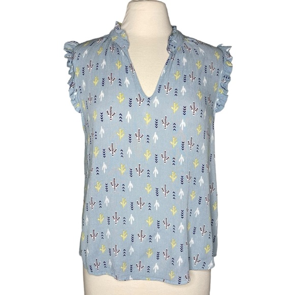 Mine L cactus print top blue gray - Picture 1 of 11